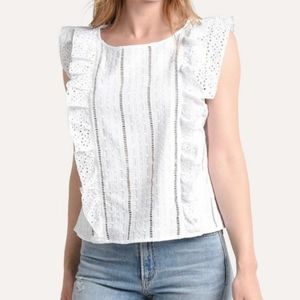 BB Dakota Ivory Lace Ruffle Sleeve Tank Top size M